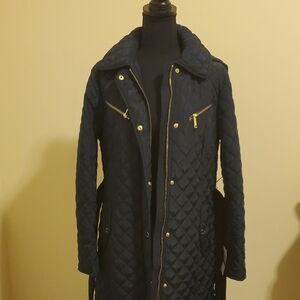 Michael Kors Navy Quilted Coat